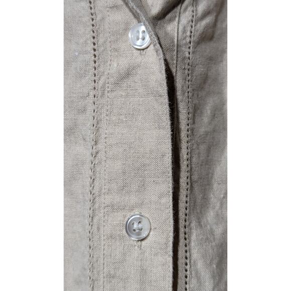Westbound Ecru Eyelet Trim Button Up 100% Linen Long Sleeve Shirt Womens Sz L - Picture 6 of 10